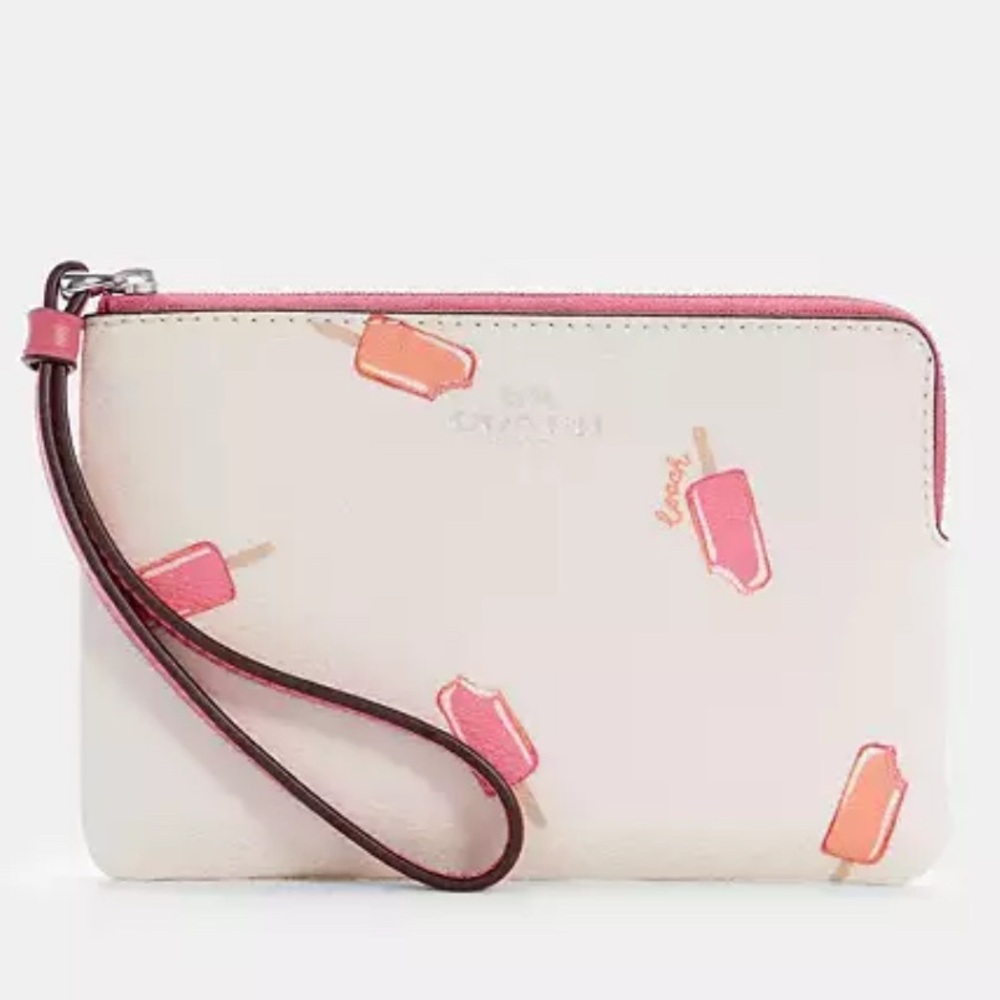 COACH Corner Zip Wristlet With Popsicle Print